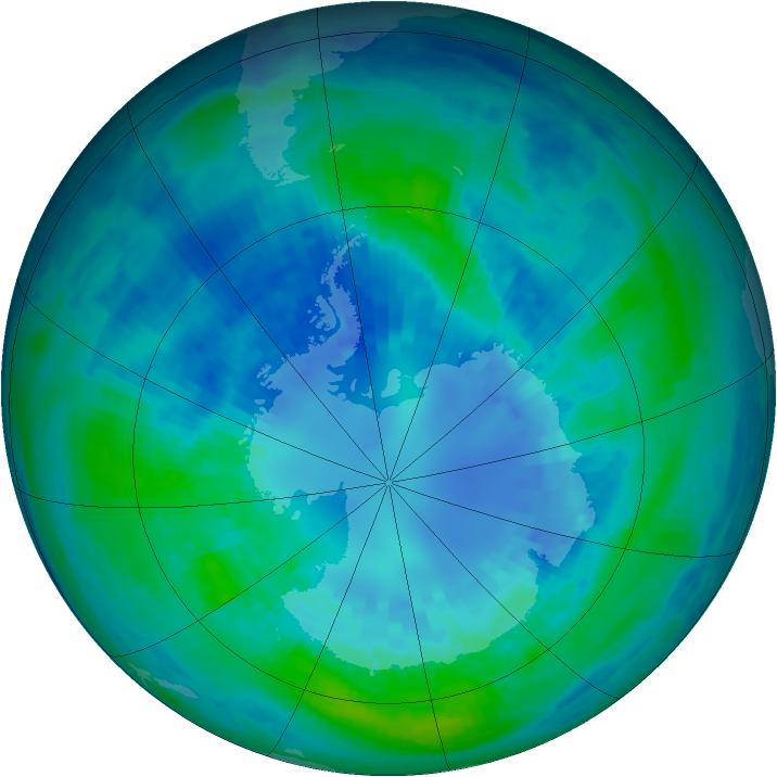 Antarctic ozone map for 11 April 2002